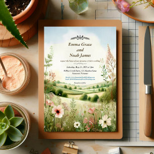 Invitación Boda rústico floral rural