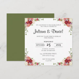 Invitación Boda Rústico Floral Square