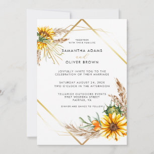 Invitación Boda Rústico Geométrico de Giro de Acuarela