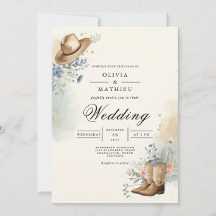 Invitación Boda Rústico Gorra Floral Romance