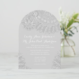 Invitación Boda Rústico Gray Heirloom Lace