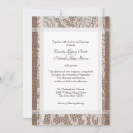 Invitación Boda Rústico Lace y Burlap 7x5
