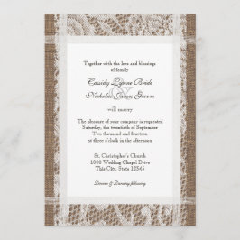 Invitación Boda Rústico Lace y Burlap 7x5
