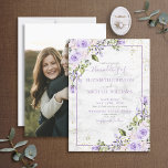 Invitación Boda Rústico Lilac Lavender Gold Marble<br><div class="desc">Crea la invitación perfecta a la boda con este diseño de fondo de mármol de imitación de Carrera, tipografía con escritura a mano y polvo de oro fino. En la parte posterior de la invitación aparece tu foto favorita de compromiso. Póngase en contacto con el diseñador para obtener productos coincidentes....</div>