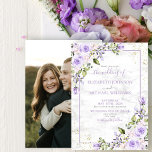 Invitación Boda Rústico Lilac Lavender Gold Marble<br><div class="desc">Crea la invitación perfecta a la boda con este diseño de fondo de mármol de imitación de Carrera, tipografía con escritura a mano y polvo de oro fino. En la parte posterior de la invitación aparece tu foto favorita de compromiso. Póngase en contacto con el diseñador para obtener productos coincidentes....</div>