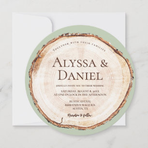 Invitación Boda Rústico Madera Corta Personalizado Verde Gran