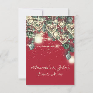 Invitación Boda Rústico Madera Oro Rojo Aniversario