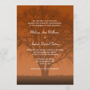Invitación Boda Rústico Naranja Oak Tree