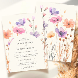 Invitación Boda Rústico Neutral Boho Floral Marfil Blanco