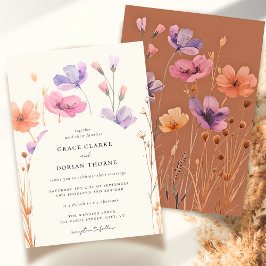Invitación Boda Rústico Neutral Boho Floral Mocha Mousse