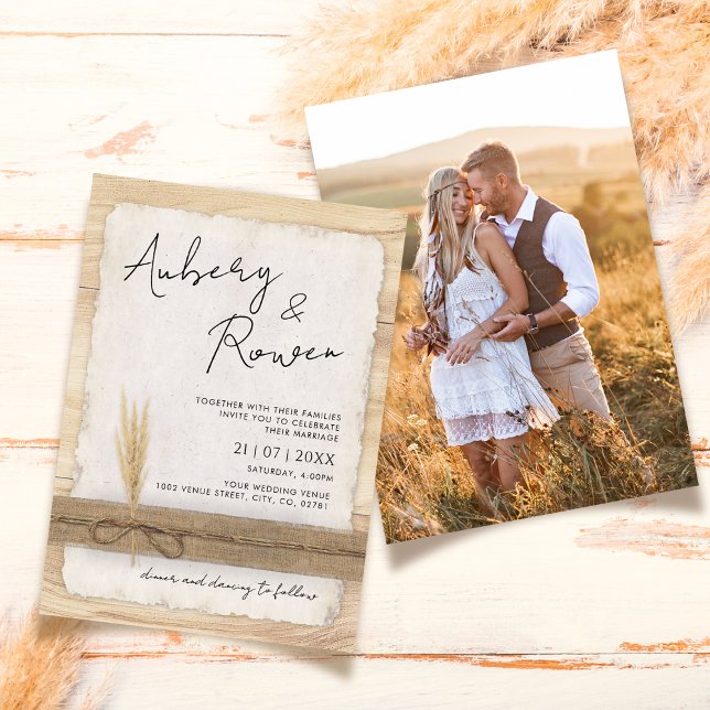 Invitación Boda Rústico Neutral Twine Burlap Eco Boho (Subido por el creador)