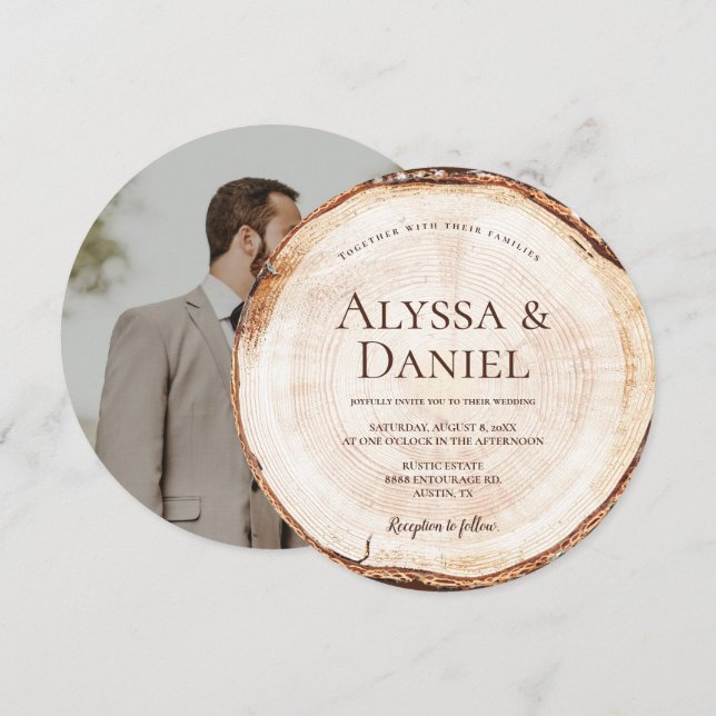 Invitación Boda Rústico Personalizado de Grano Cortado de Mad (Anverso / Reverso)
