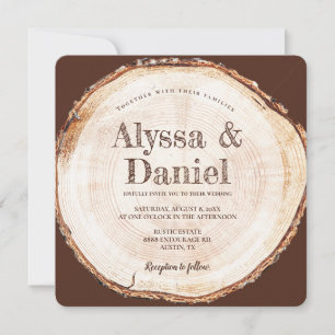 Invitación Boda Rústico Personalizado de textura de corteza d