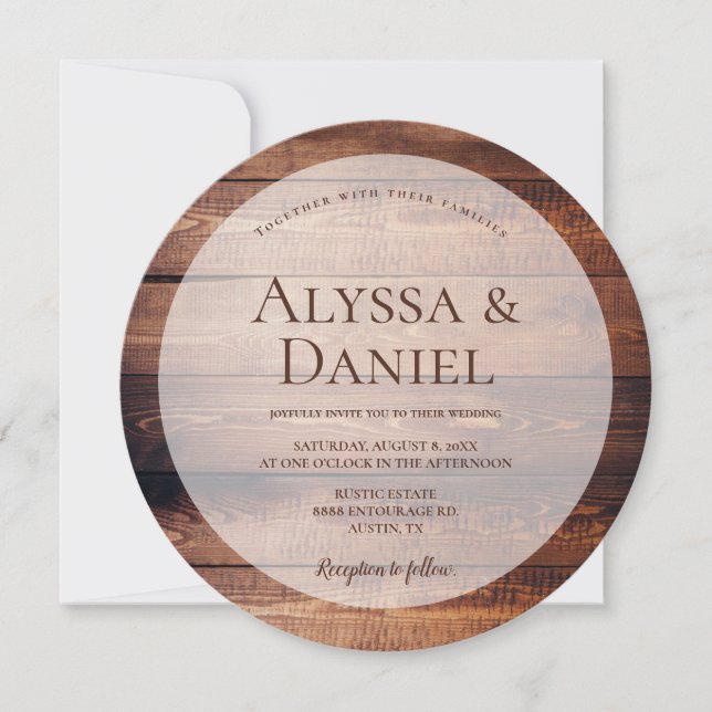 Invitación Boda Rústico Personalizado único de madera oscura (Anverso)