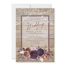 Boda Rústico Purple Floral String Light Script