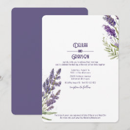 Invitación Boda Rústico Púrpura de Flores De Lavanda