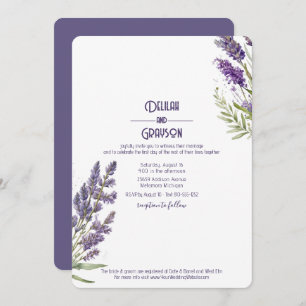 Invitación Boda Rústico Púrpura de Flores De Lavanda