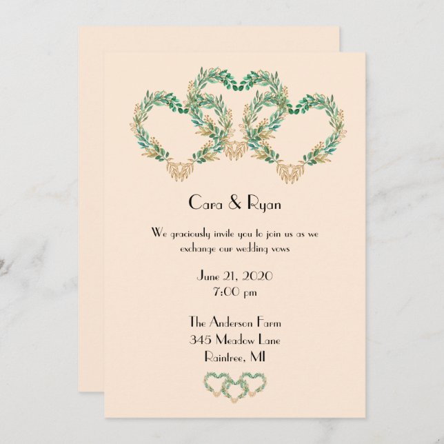 Invitación Boda Rústico Romántico Bonito (Anverso / Reverso)