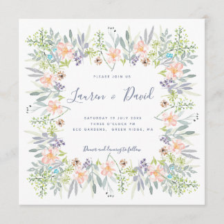 Invitación Boda rústico romántico de acuarela floral