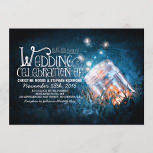 Invitación Boda rústico romántico de tarro de albañilera y lu