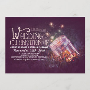 Invitación Boda rústico romántico de tarro de albañilera y lu