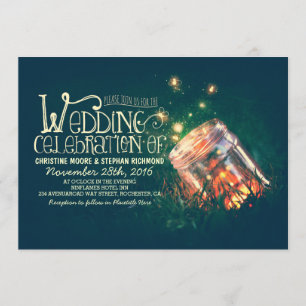 Invitación Boda rústico romántico de tarro de albañilera y lu