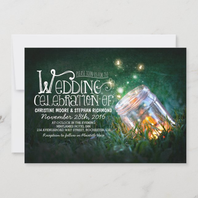 Invitación Boda rústico romántico de tarro de albañilera y lu (Anverso)