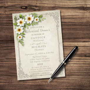Invitación Boda Rústico Romántico Floral de margarita blanca