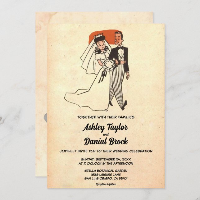 Invitación Boda Rústico Romántico Vintage Retro Classic (Anverso / Reverso)