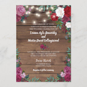 Invitación Boda Rústico Rosa de Letras de Madera