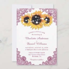Invitación Boda Rústico Rosa y Girasol