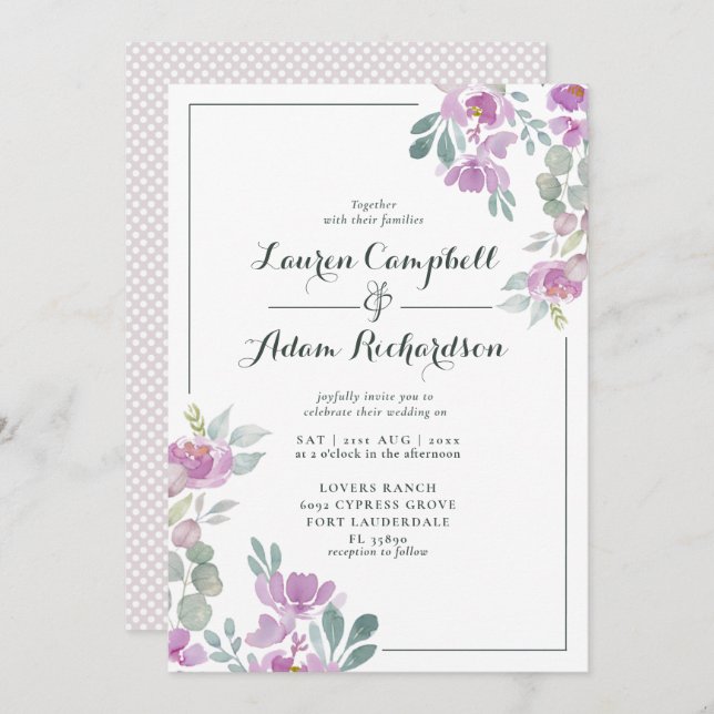 Invitación Boda Rústico Rubor Rosa Eucalyptus Greenery Invi (Anverso / Reverso)
