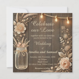 Invitación Boda rústico rural