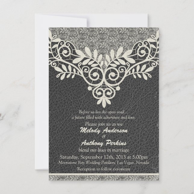 Invitación Boda Rústico Rústico de Moto de Marfil (Anverso)