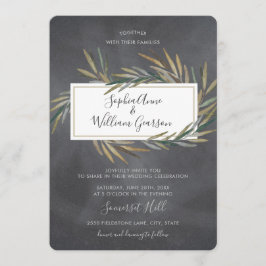 Invitación Boda Rústico Sencillo Chalkboard & Watercolor Herb