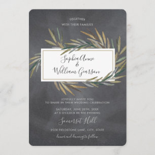 Invitación Boda Rústico simple Chalkboard y Hierba acuática