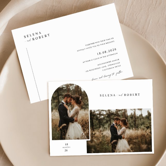 Invitación Boda Rústico simple de fotografías en blanco y neg (Subido por el creador)