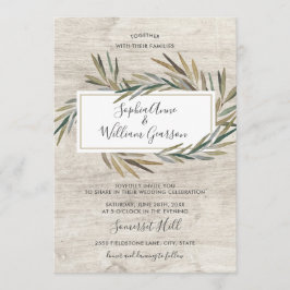 Invitación Boda Rústico Simple Hierba de Madera Blanca y Acua