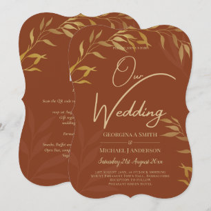 Invitación Boda Rústico Terracota GOLD todo en 1 presupuestad