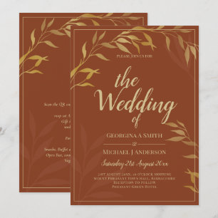 Invitación Boda Rústico Terracota GOLD todo en 1 presupuestad