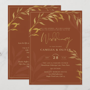 Invitación Boda Rústico Terracota GOLD todo en 1 presupuestad