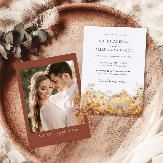 Invitación Boda Rústico Terracotta Fall Mountain (Subido por el creador)