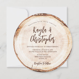 Invitación Boda Rústico Único Personalizado de corteza de gra