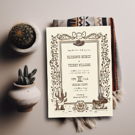 Invitación Boda rústico vintage de vaquero  Botánico Occident