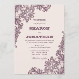 Invitación Boda Rústico Vintage Rubor Pink & Mauve