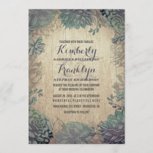 Invitación Boda Rústico Vintage Succulum