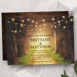 Invitación Boda Rutic Forest Path Wood String Lights