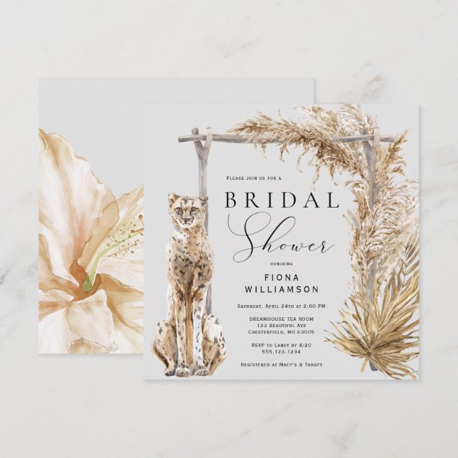 Invitación Boda Safari Leopard Arch Bridal Shower (Anverso / Reverso)
