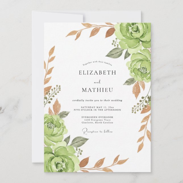 Invitación Boda Sage Bloom (Anverso)