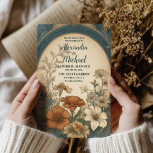 Invitación Boda Sage Green Art Nouveau Alphonse Mucha